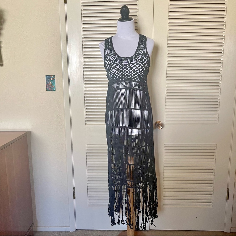 Unif Crochet Fringe Tank Dress